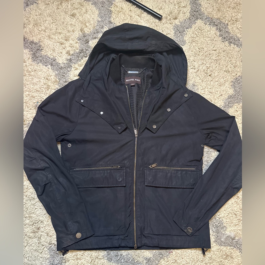 Michael Kors Black Hooded Raincoat